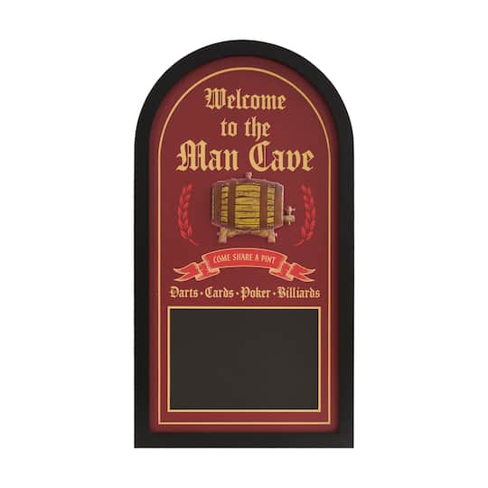 American Art Decor 14" x 26" Welcome to the Man Cave Chalkboard Wall Décor Bar Sign
